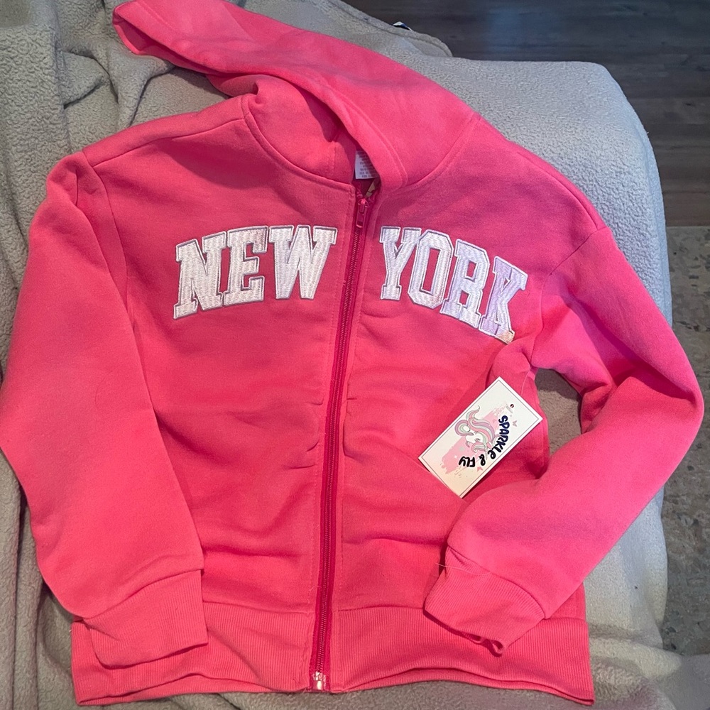 Stylish New York Pink Girls Hoodie